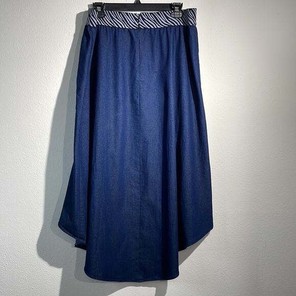 ASHLEY STEWART Blue High Low Cut Skirt Size 16 - Picture 4 of 7
